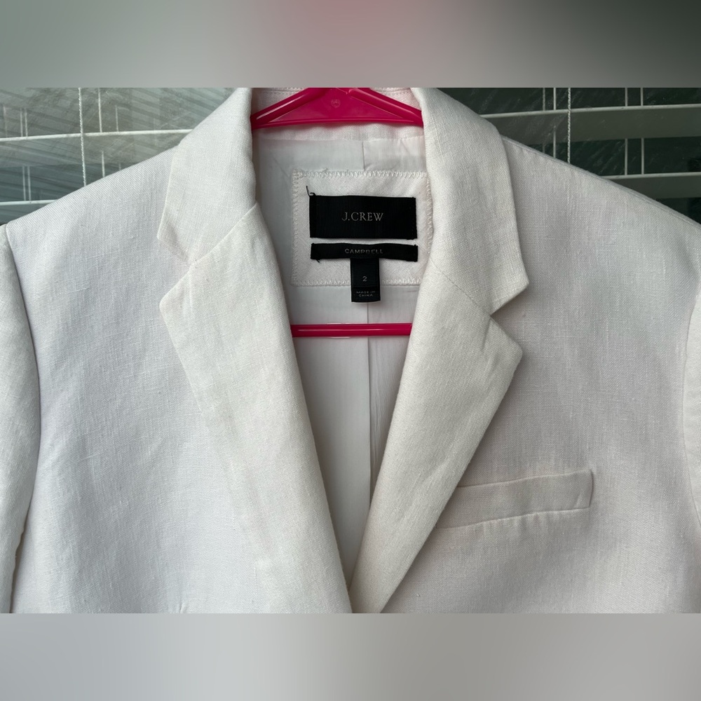 J.Crew White Linen Blazer - Picture 2 of 12